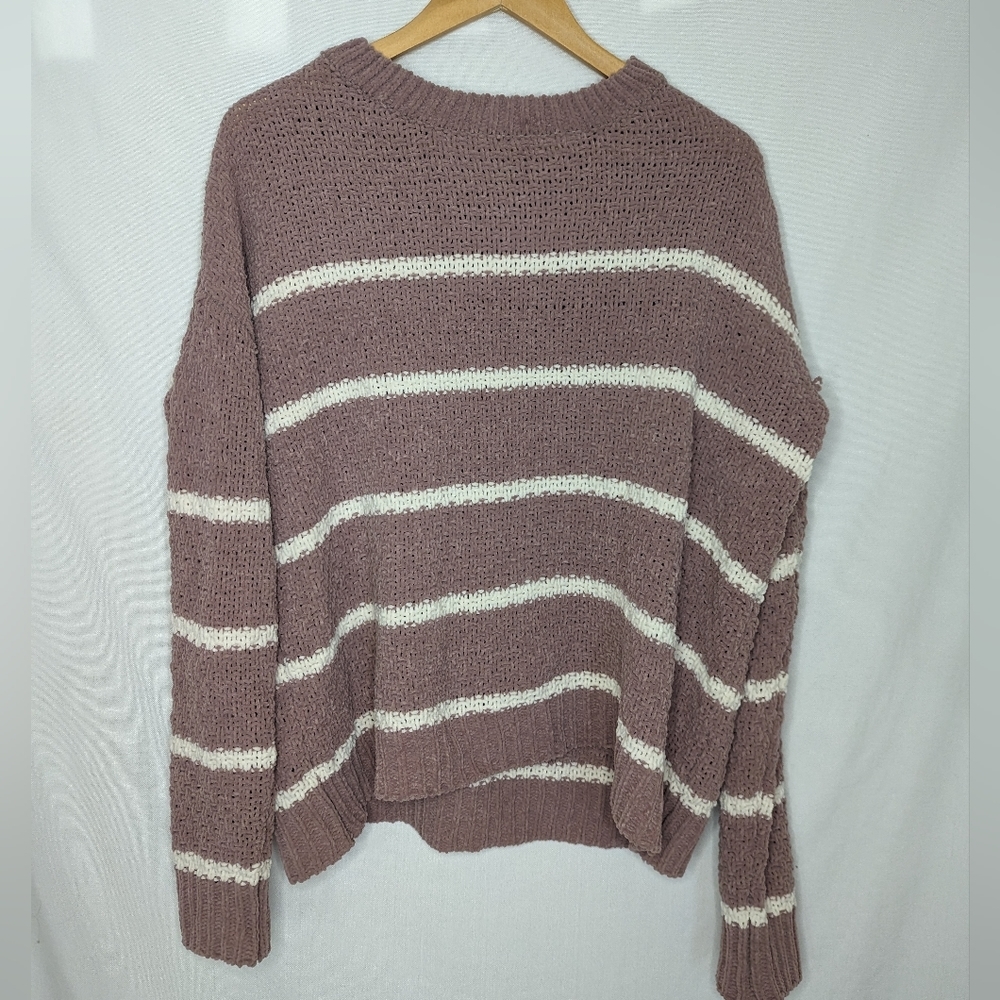 POL Anthropologie Loose Knit Fall Winter Chenille Rose Pink sweater sz Small